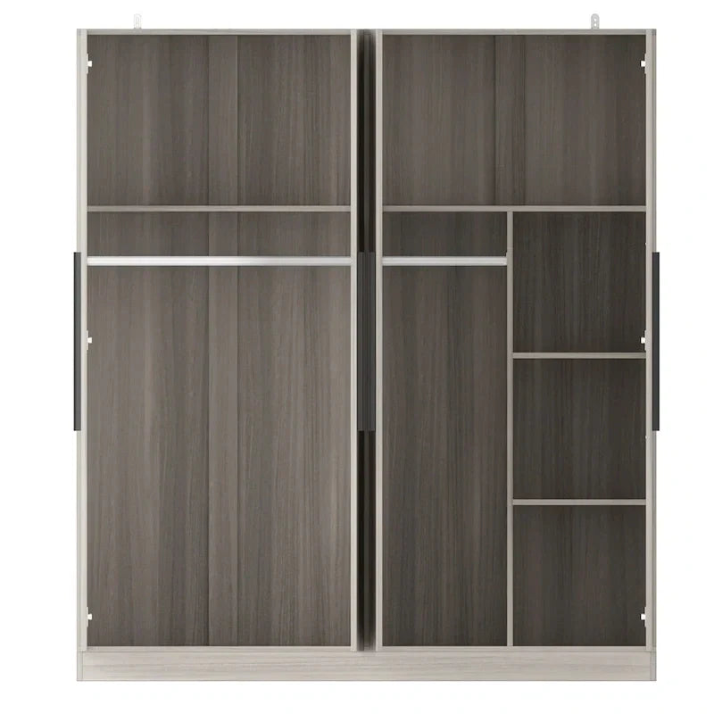Armadio moderno freestanding in legno massiccio con ripiani