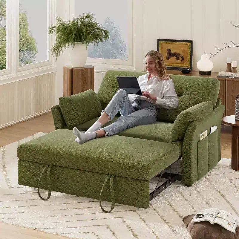 Dyonery Divano Letto Convertibile 3-in-1, Divano Letto Estraibile con Tasca Laterale e Schienale Regolabile, Montaggio Senza Attrezzi, Divanetto Pieghevole