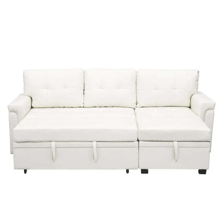 Divano componibile convertibile reversibile con letto estraibile, chaise longue con contenitore nascosto e gambe durevoli