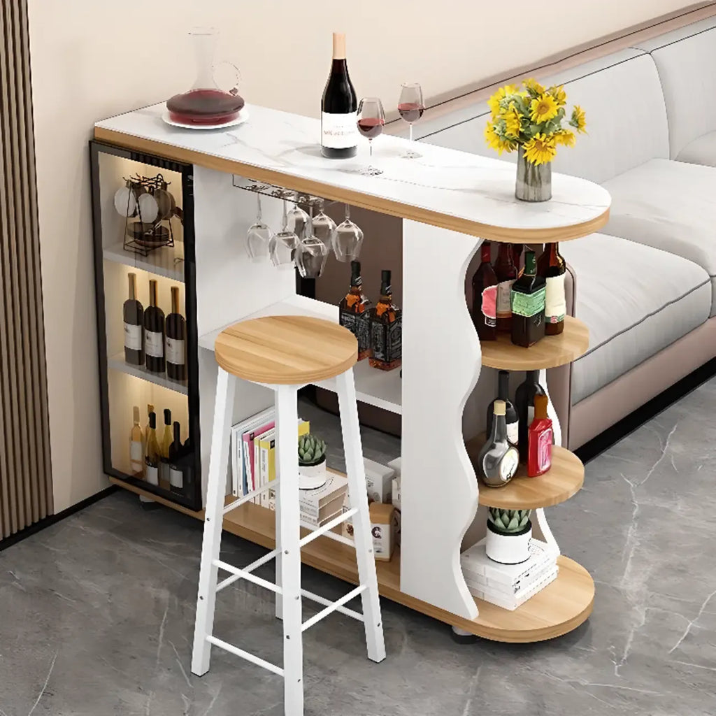 Tavolo da bar a forma libera con top in pietra moderna e contenitore per bar domestici