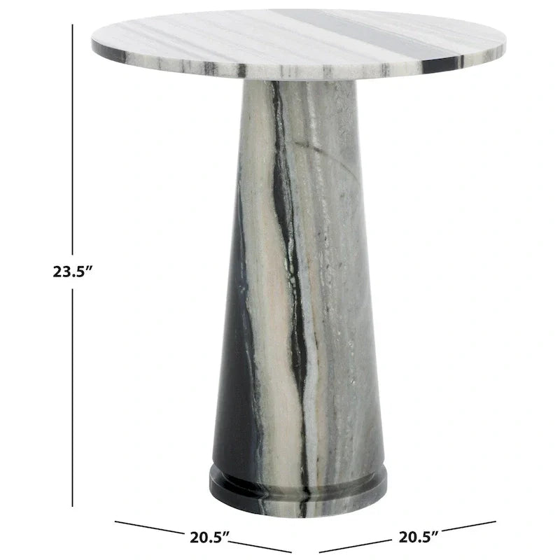 Tavolino d'appoggio rotondo alto in marmo Ghicu di SAFAVIEH Couture - 55,8 cm L x 53,3 cm P x 61 cm A - 53,3x53,3x61 cm