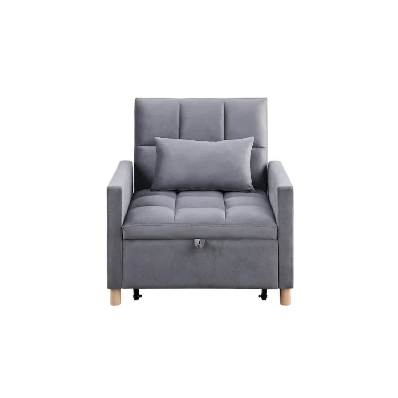 Divano letto 3 in 1 convertibile, poltrona e lettino, nero