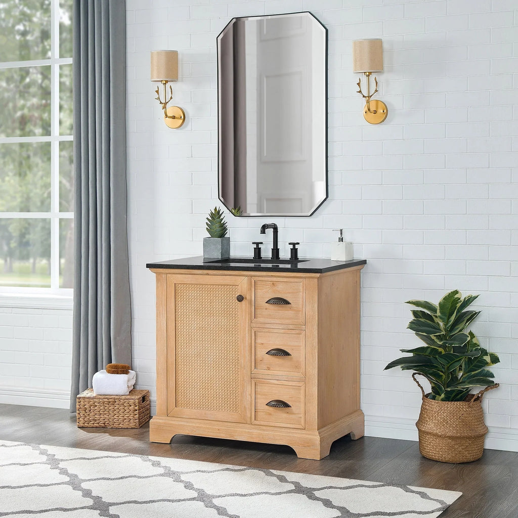 Mobile bagno Hervas con top in marmo naturale senza specchio