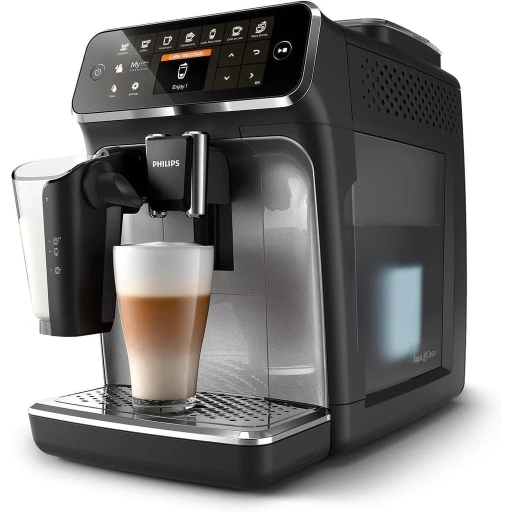Macchina da Caffè Espresso Premium, 12 Bevande Calde/Fredde, Sistema LatteGo, Macinacaffè in Ceramica, Cromo Nero