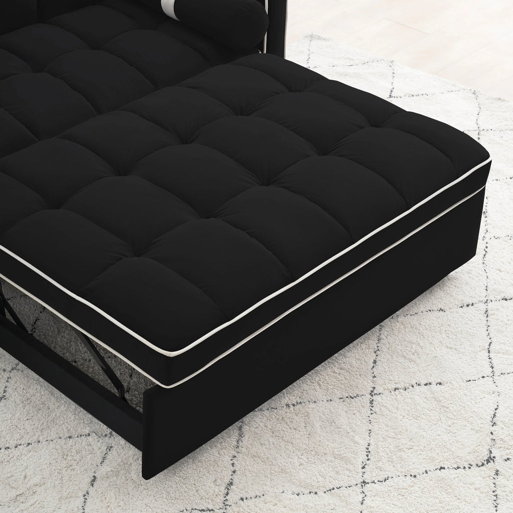 Divano letto trasformabile a 2 posti in velluto da 140 cm con letto estraibile, reclinabile, tasche laterali e supporto per telefono
