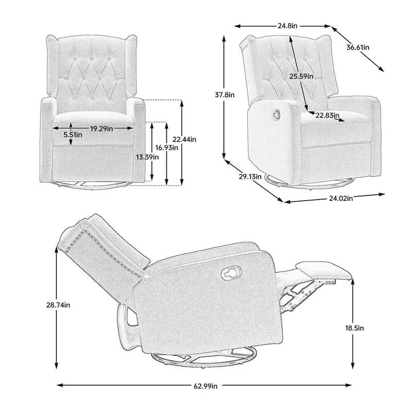 Sedia a sdraio regolabile multigear Sedia a dondolo completamente girevole a 360 gradi