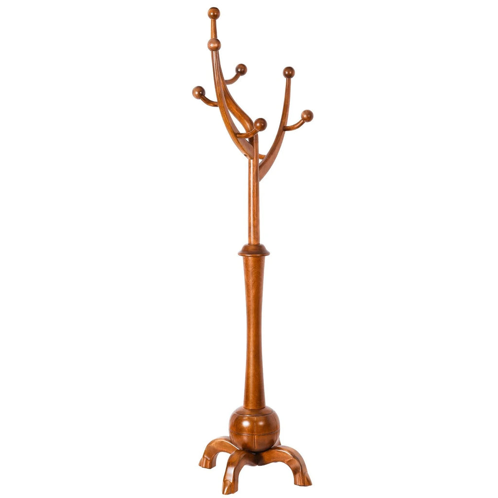 Appendiabiti da terra "ramo d'albero" in legno di gomma con 8 ganci - 24,5L x 70,87H
