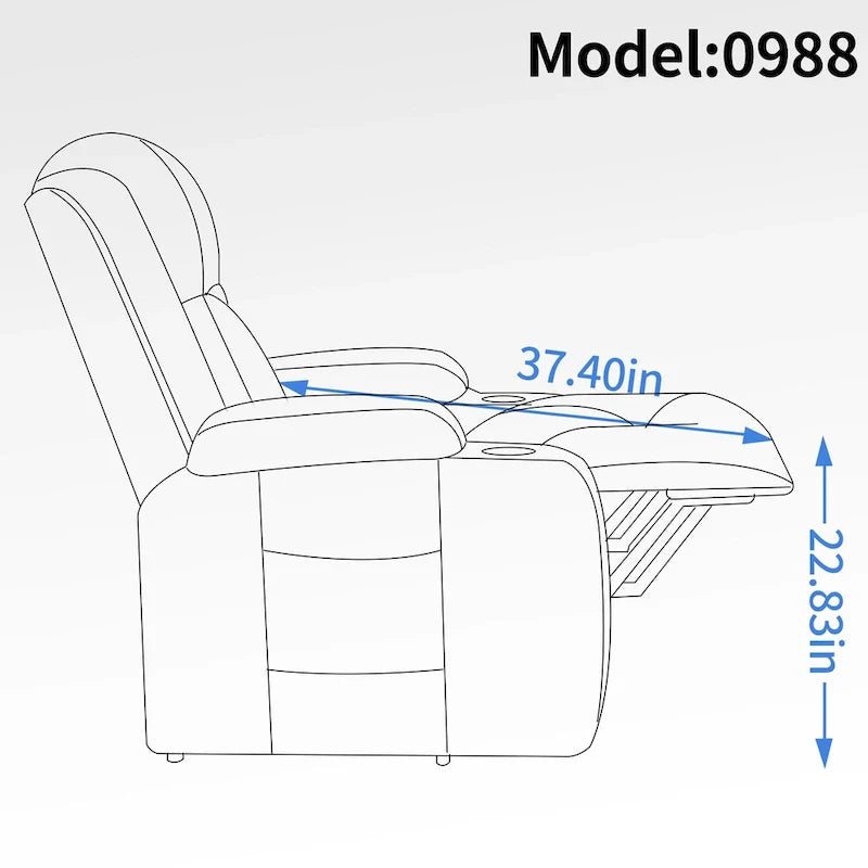 Poltrona reclinabile Power Lift, poltrona massaggiante moderna a motore singolo con riscaldamento lombare, porta di ricarica USB, portabicchieri