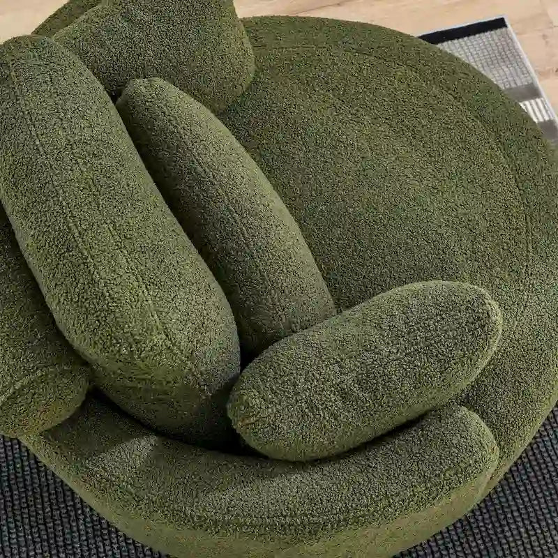 Poltrona a botte girevole di grandi dimensioni con pouf contenitore a forma di luna