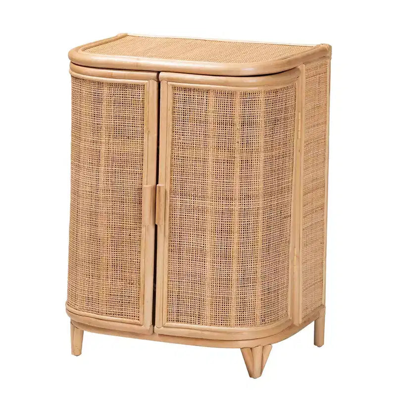 bali & pari Yanka Meuble de Rangement en Rotin Naturel: Fait à la Main, 2 Étagères, Design Bohème
