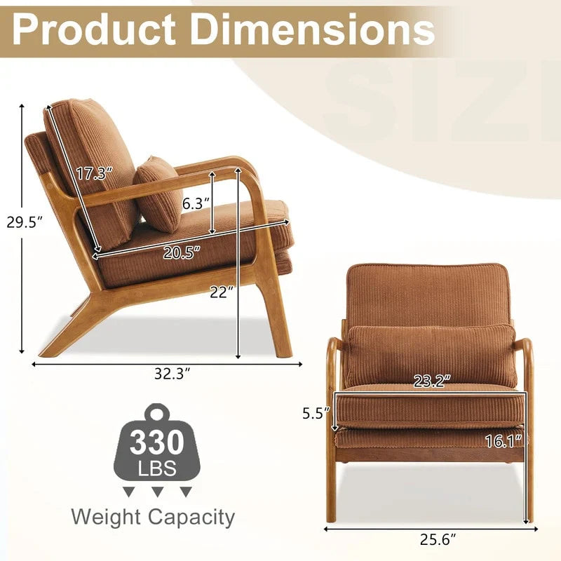 Fauteuil d'appoint rembourré Mid-Century Modern