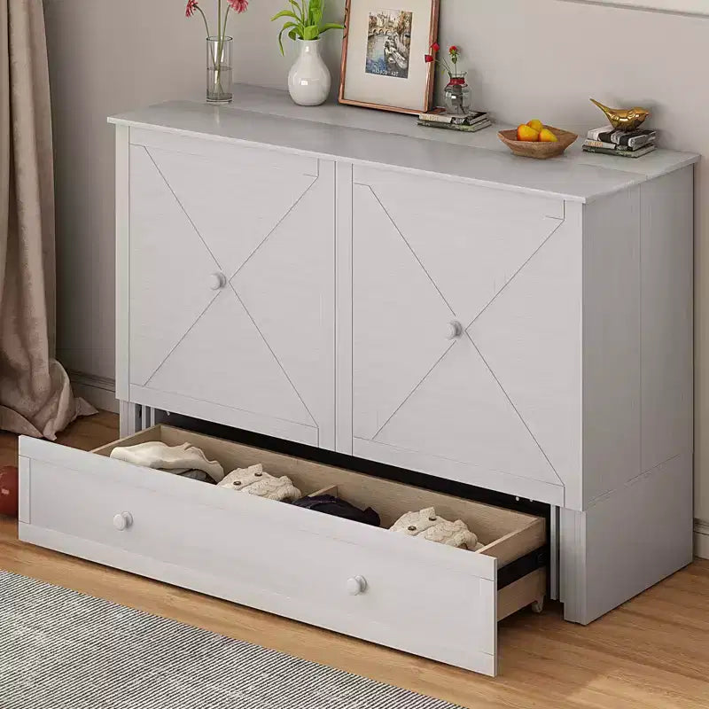 Mjkone Letto a Scomparsa Matrimoniale, Letto a Cassetti a Cubo con Stazione di Ricarica e Spazio Contenitore