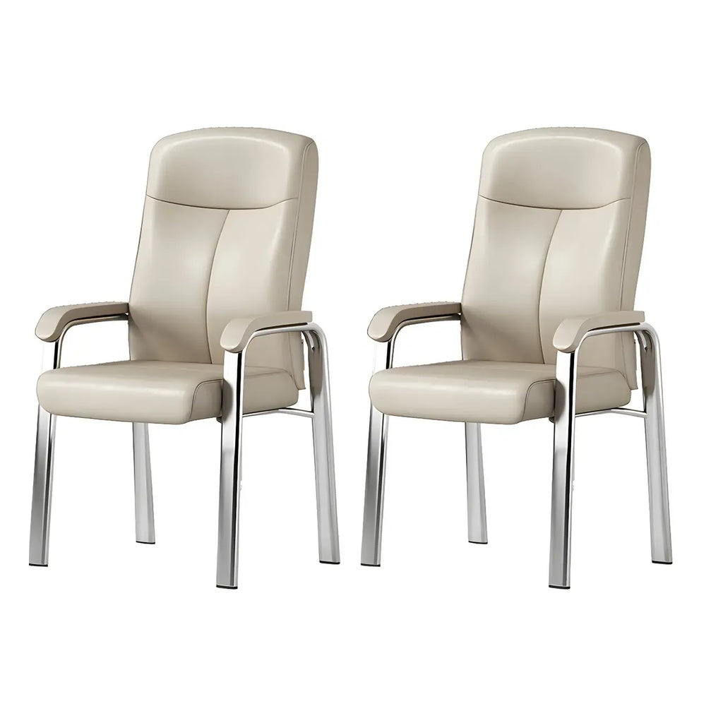 Sedia da ufficio HomeyFad moderna in pelle e metallo a 4 gambe con braccioli
