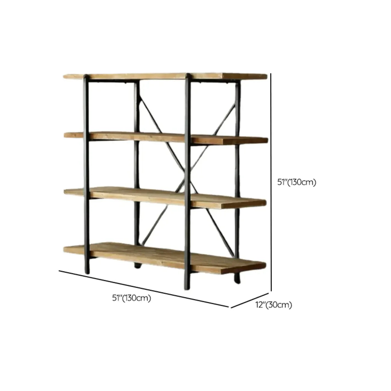 Libreria da parete industriale a 4 ripiani in legno e metallo