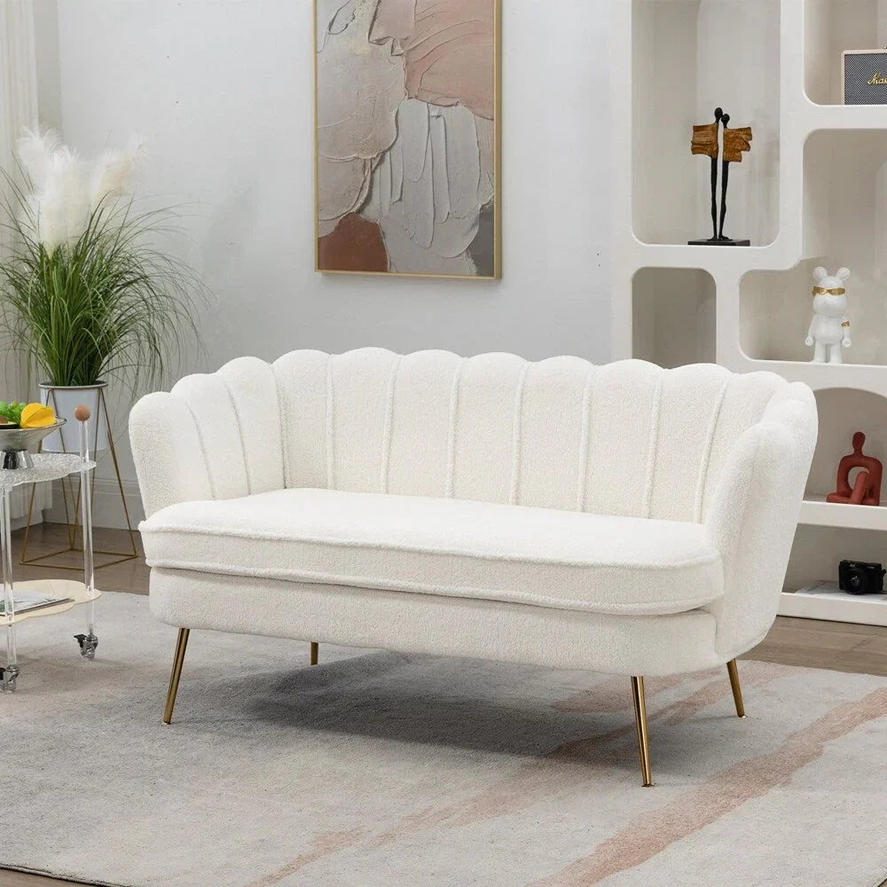 Divano a due posti piccolo mini con gamba in metallo dorato - 2 posti