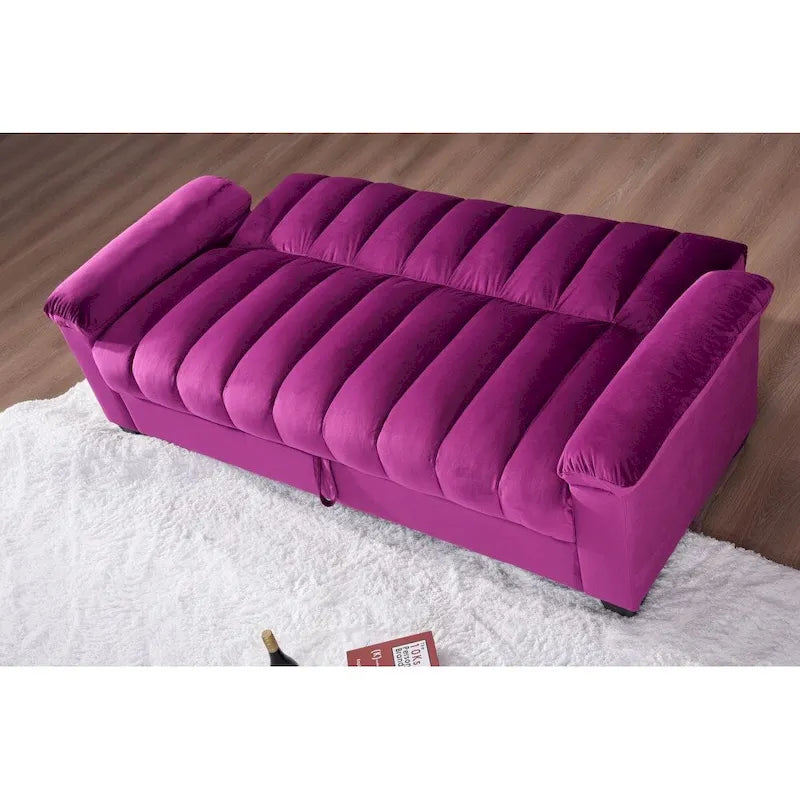 Divano letto convertibile in velluto da 82,7" con 2 cuscini