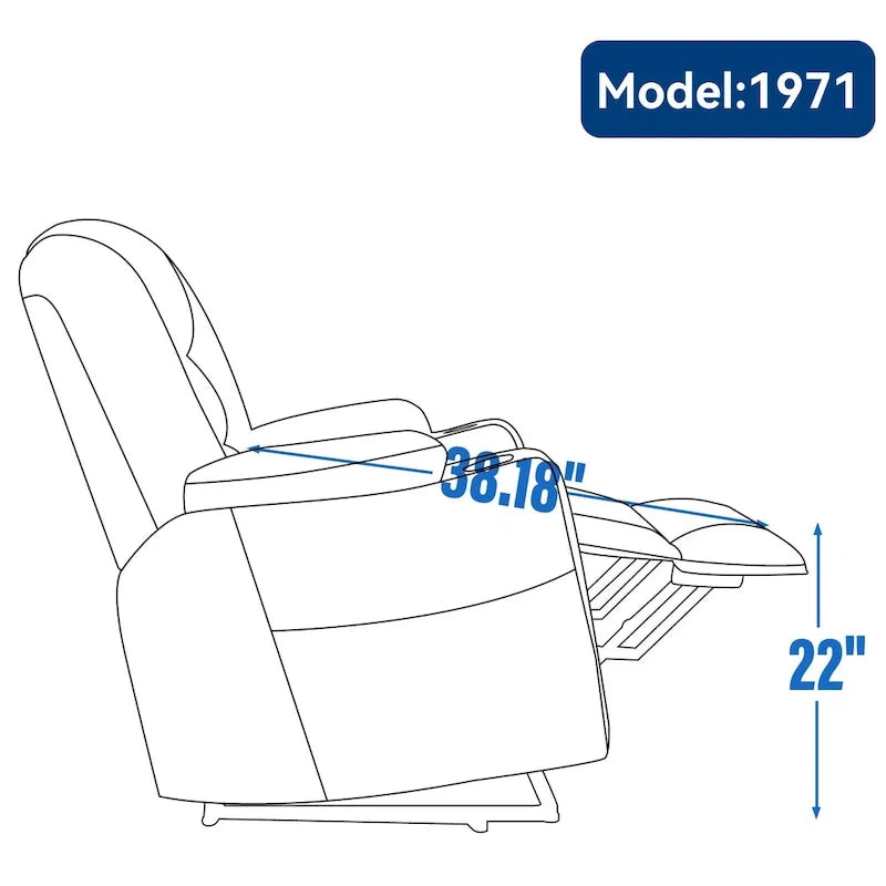 Poltrona Reclinabile Power Lift con Massaggio e Calore, Poltrone Reclinabili Larghe Imbottite Lazy Boy con USB, Porte Type C e 2 Portabicchieri in Acciaio