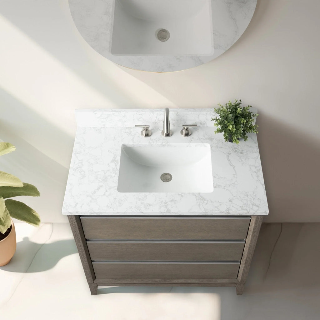 Mobile da Bagno Vanity Art con Lavabo in Ceramica e Top in Marmo Ricomposto