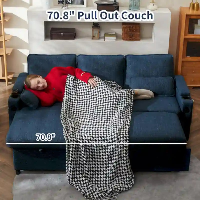 Divano letto a L da 80", Divano letto a scomparsa, Divano letto convertibile con penisola reversibile