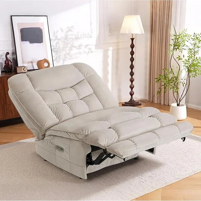 MCombo Poltrona Reclinabile Basculante Elettrica Oversize senza Braccioli con Doppio Motore, Reclinabile Zeroarms Perfetta per Soggiorno in Tessuto PR607