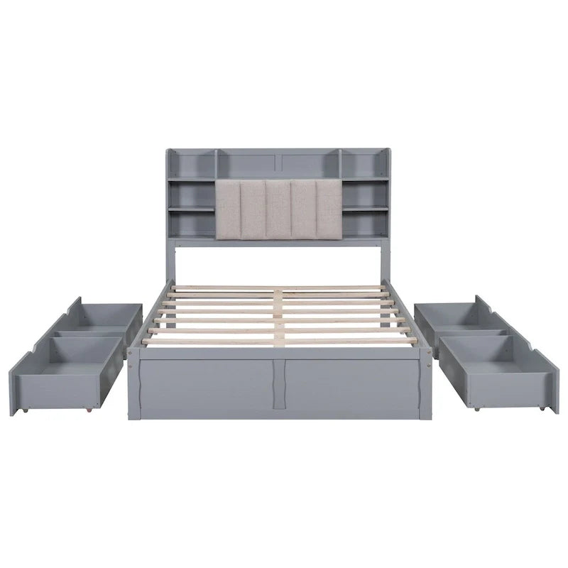 Struttura letto con 4 cassetti contenitore portatili sotto il letto