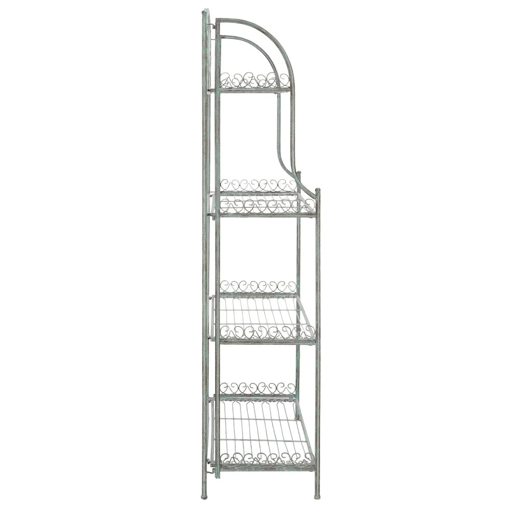 SAFAVIEH Bryn Scaffale da panettiere da esterno a 4 ripiani in ferro battuto vittoriano - 25 pollici L x 15 pollici P x 63 pollici H - 25 L x 15 P x 63 H