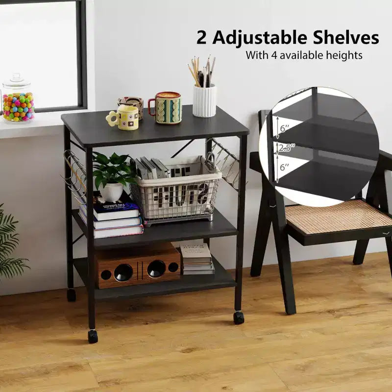 Scaffale da Cucina a 3 Livelli Costway, Carrello per Forno a Microonde con Gancio