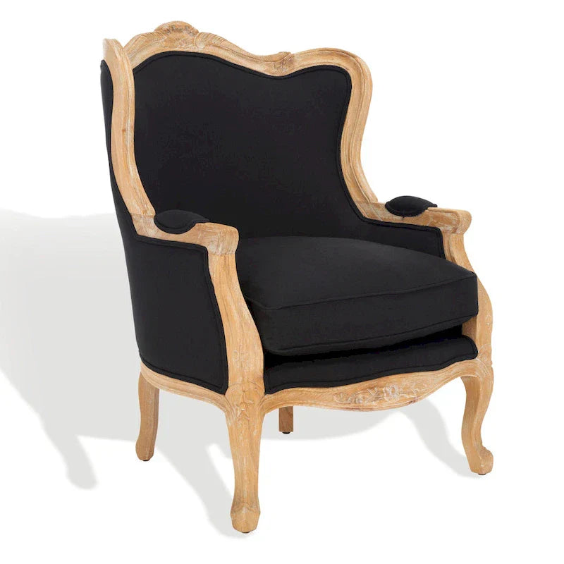 Poltrona con orecchioni Kali Oak in lino naturale - 34Lx34Px40H