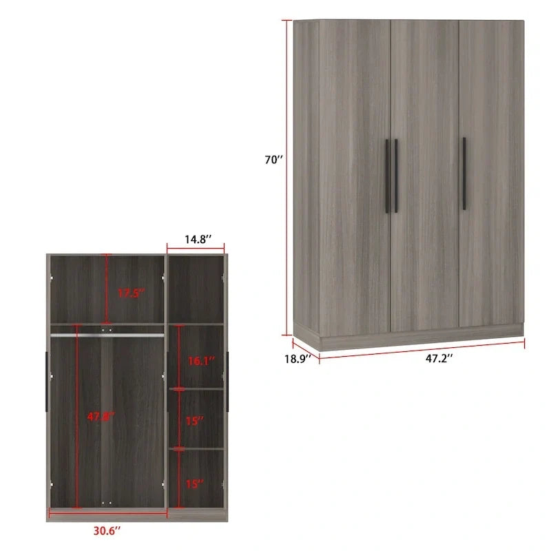 Guardaroba Armadio Mobile in Legno con 6 Cubi Contenitori e Asta Appendiabiti
