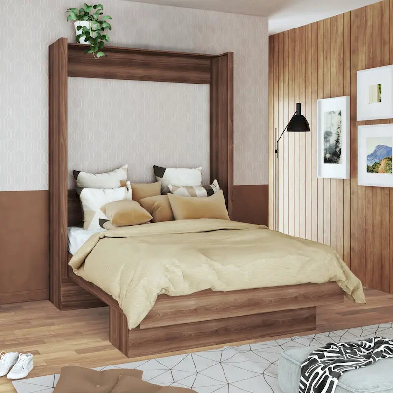 Letto a scomparsa contemporaneo Easy Lift Brazilian Queen con ripiano