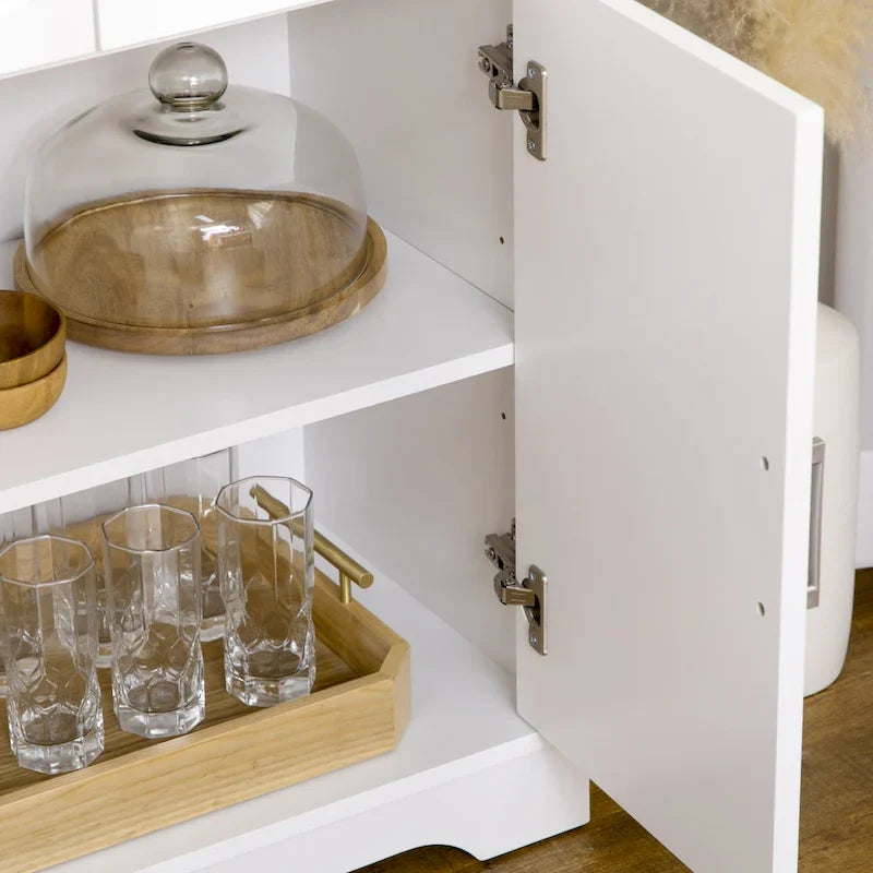 Credenza da Cucina Bianca con 3 Cassetti e Ripiano Regolabile