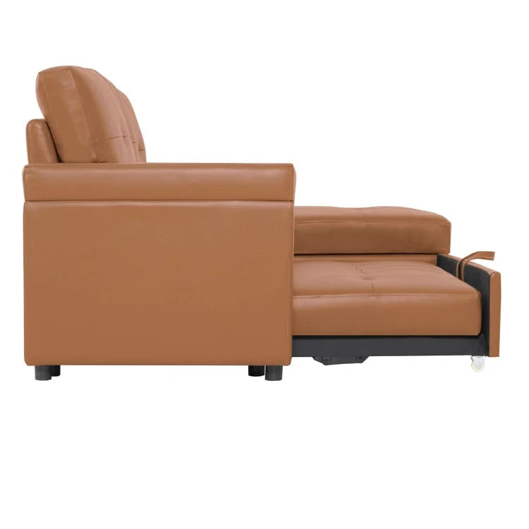 Divano sezionale reversibile con letto estraibile, chaise longue con contenitore nascosto, gambe durevoli,