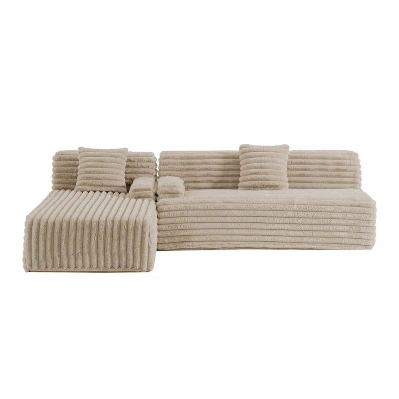 Divano componibile Cloud, divano moderno imbottito con 2 cuscini decorativi, divano combinabile liberamente, divano componibile a L