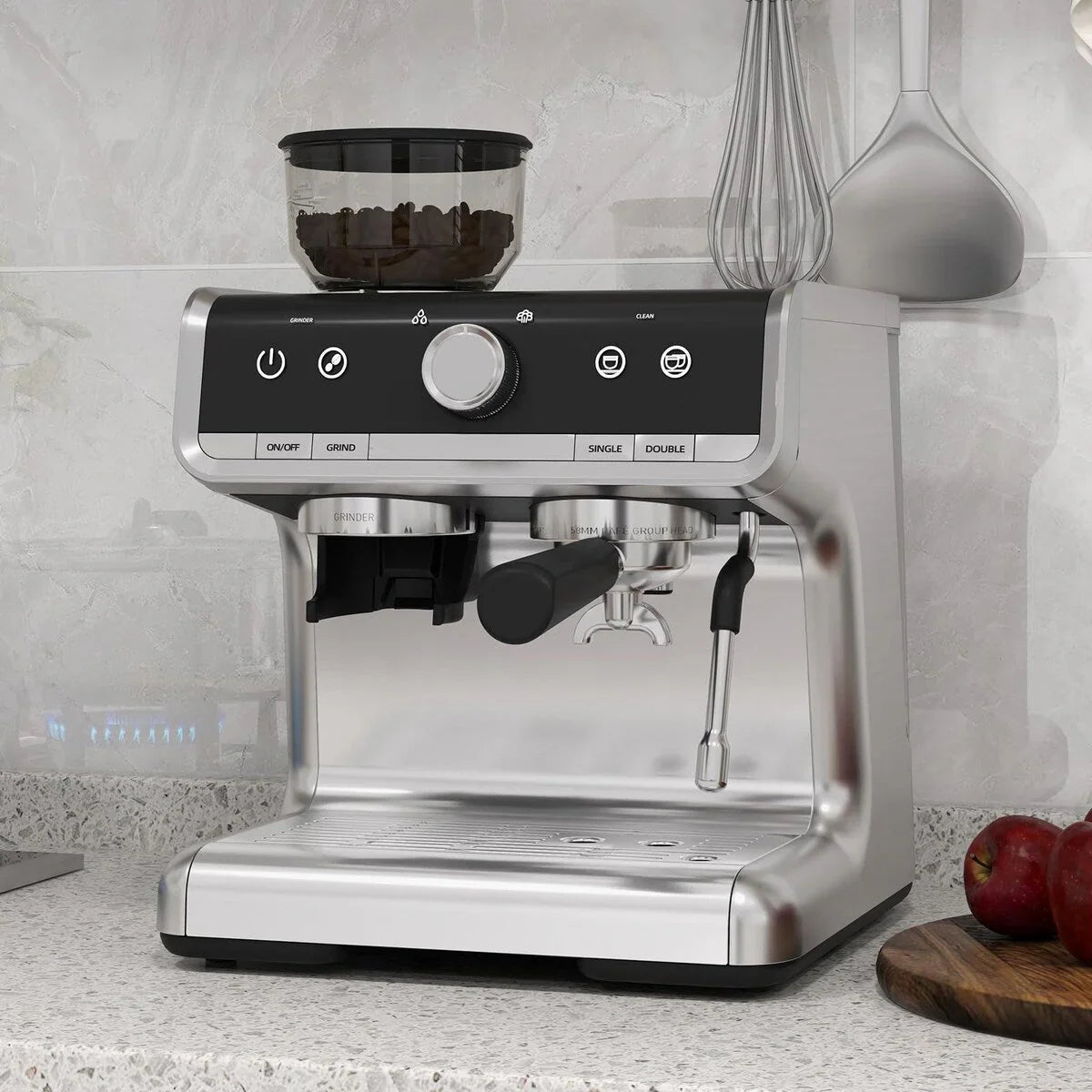 Macchina da caffè espresso, con macinacaffè, serbatoio dell'acqua da 2,8 L