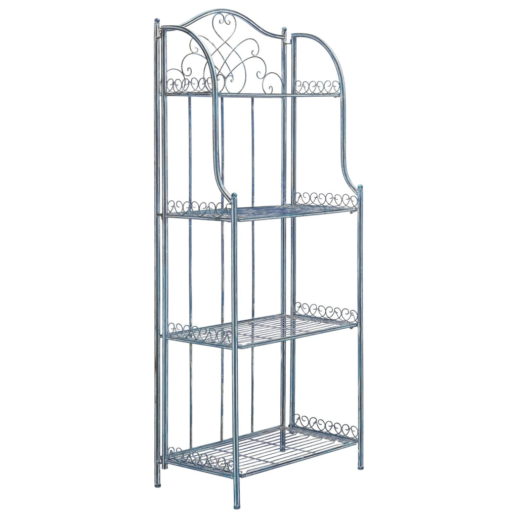 SAFAVIEH Bryn Scaffale da panettiere da esterno a 4 ripiani in ferro battuto vittoriano - 25 pollici L x 15 pollici P x 63 pollici H - 25 L x 15 P x 63 H