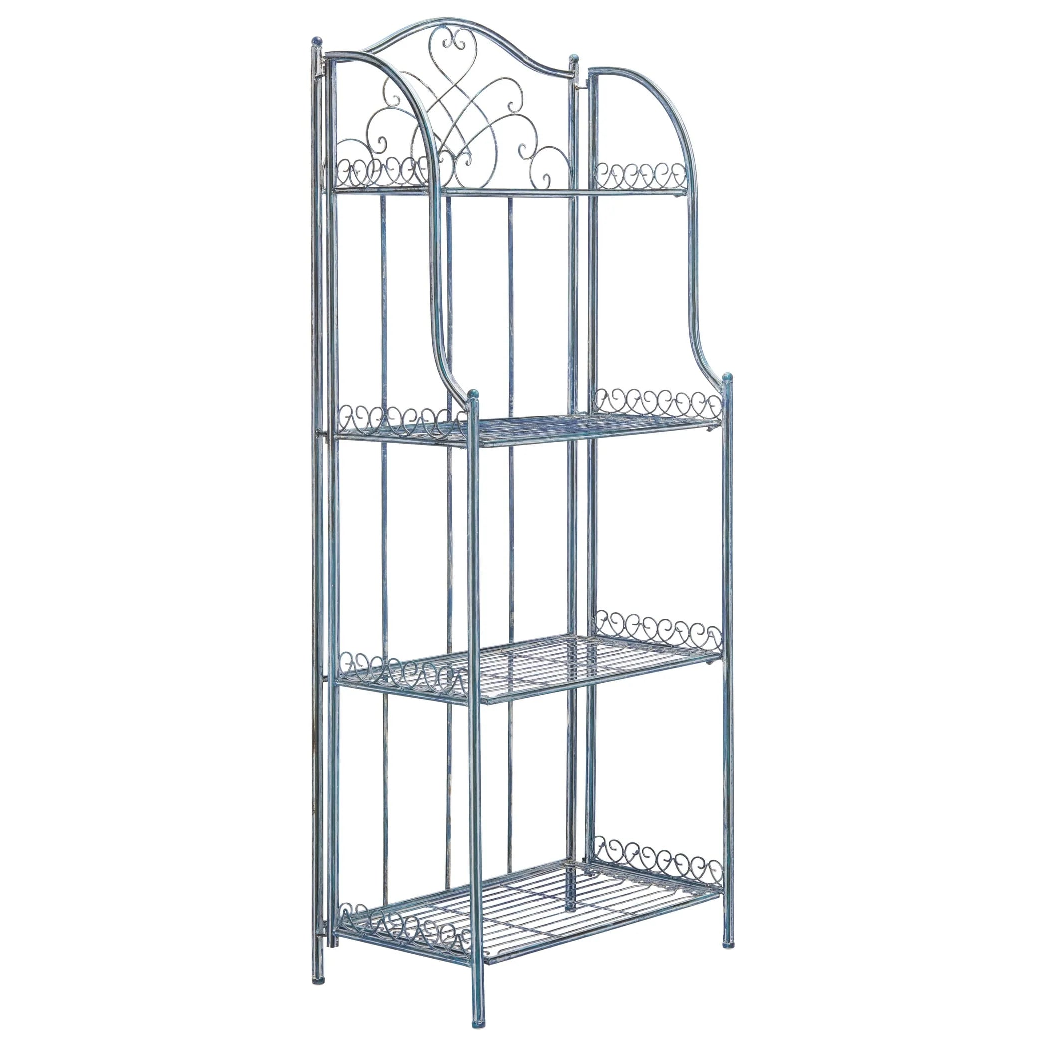 SAFAVIEH Bryn Scaffale da panettiere da esterno a 4 ripiani in ferro battuto vittoriano - 25 pollici L x 15 pollici P x 63 pollici H - 25 L x 15 P x 63 H