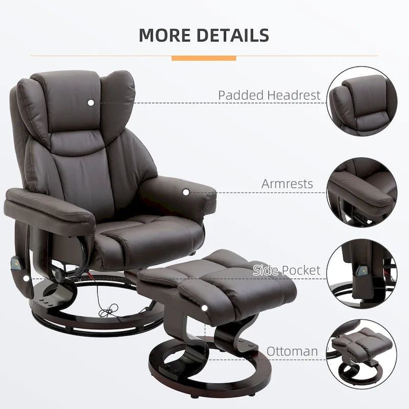Poltrona Massaggiante Reclinabile HOMCOM con Pouf Poggiapiedi