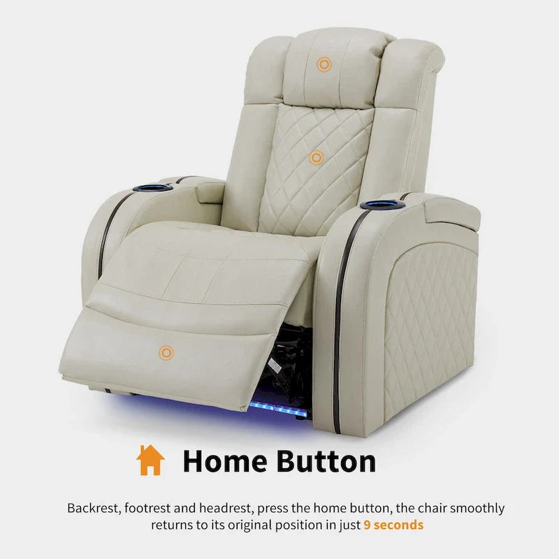 Poltrona reclinabile MCombo con poggiatesta regolabile, sedile home theater a doppio motore con porta USB, pelle traspirante HTS411