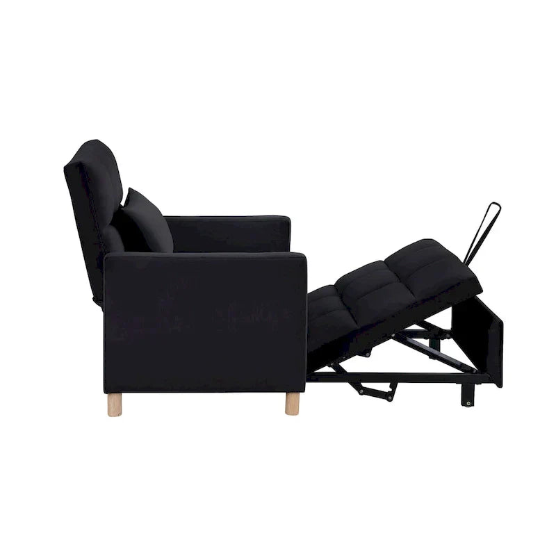 Divano letto 3 in 1 convertibile, poltrona e lettino, nero