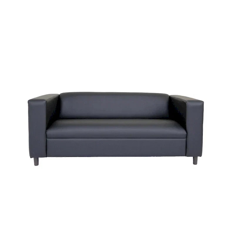 Divano a 3 posti in stile Mid-Century Modern, similpelle, struttura in legno massello, imbottito