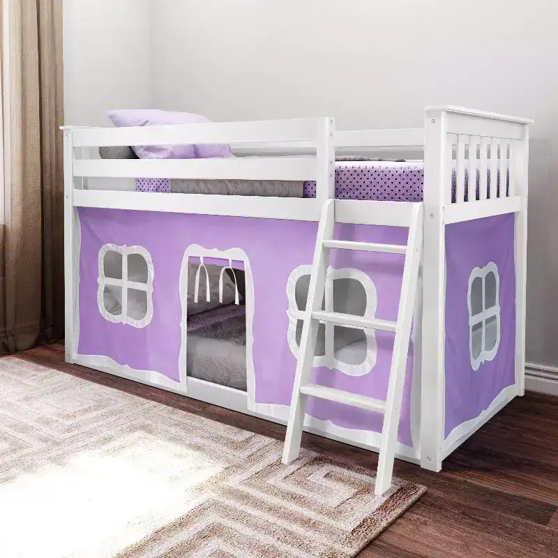 Max & Lily Letto a castello basso singolo su singolo con tende