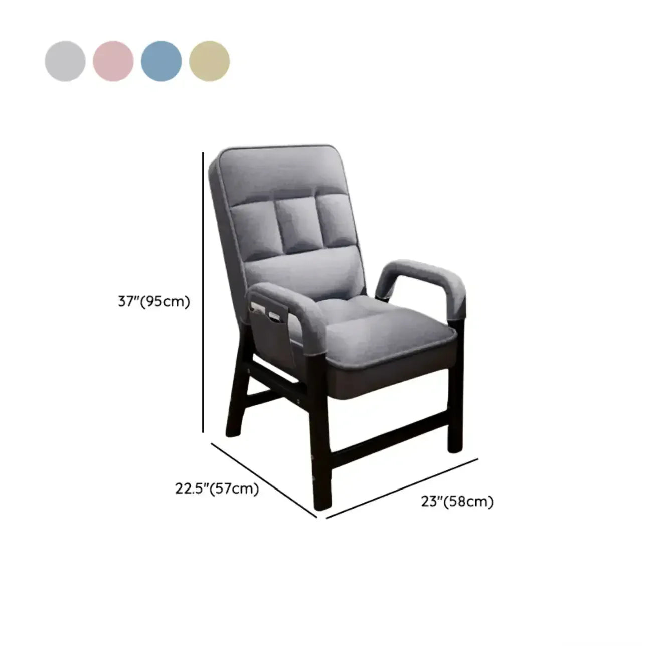 Sedia da ufficio moderna con 4 gambe, imbottita in tessuto grigio