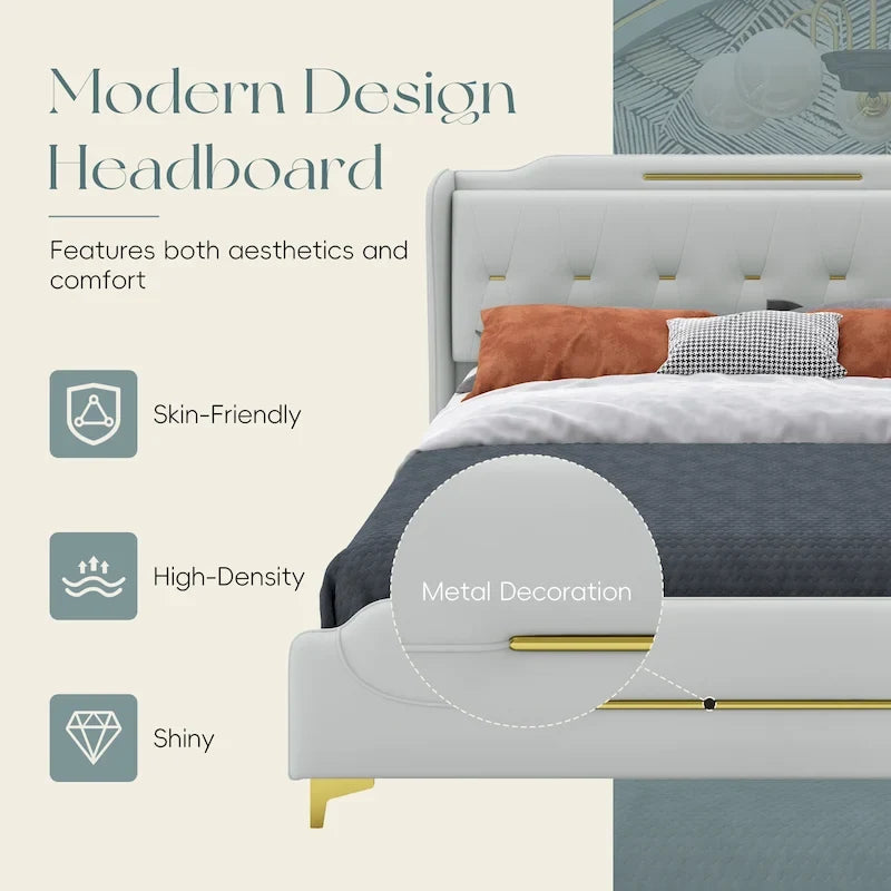 Letto Moderno Imbottito in Ecopelle