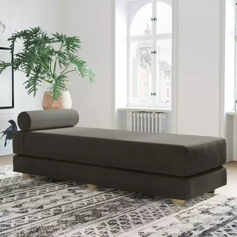 Divano letto / Letto estraibile queen-size - Microvelluto