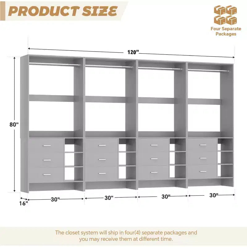 Besiost Set di 4 organizer per armadio con cassetti in legno e aste appendiabiti