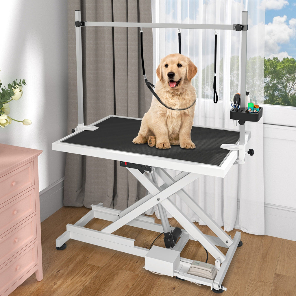 Tavolo professionale elettrico per toelettatura cani di grossa taglia, tavolino per toelettatura per animali domestici resistente con braccio per toelettatura in alluminio - 127 cm (50'') di larghezza