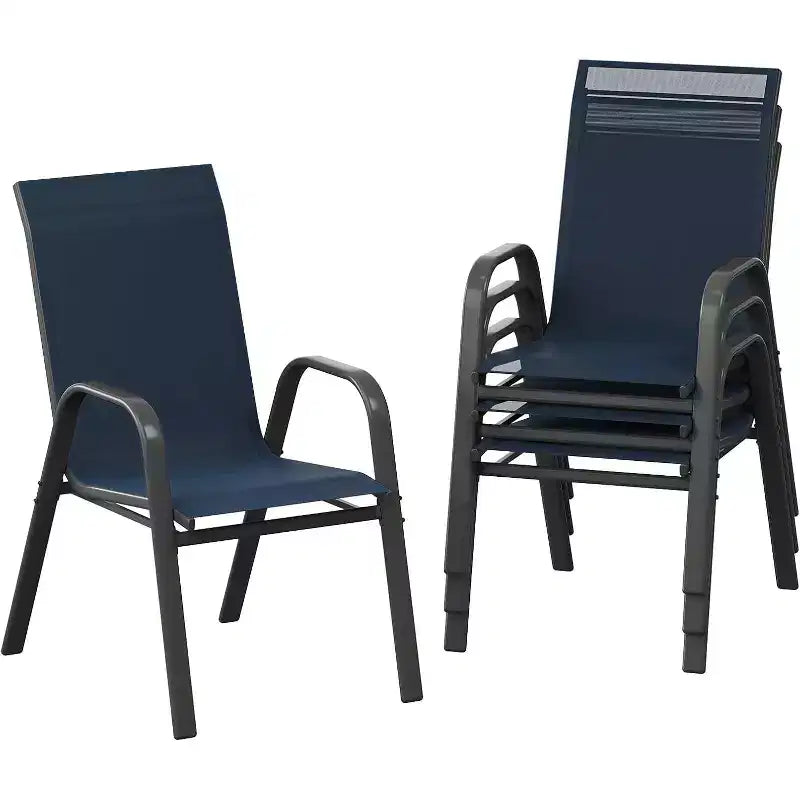 Sedie da patio, Set di 4/6 sedie da pranzo impilabili per esterni in textilene leggero per tutte le stagioni con braccioli per giardino, bordo piscina