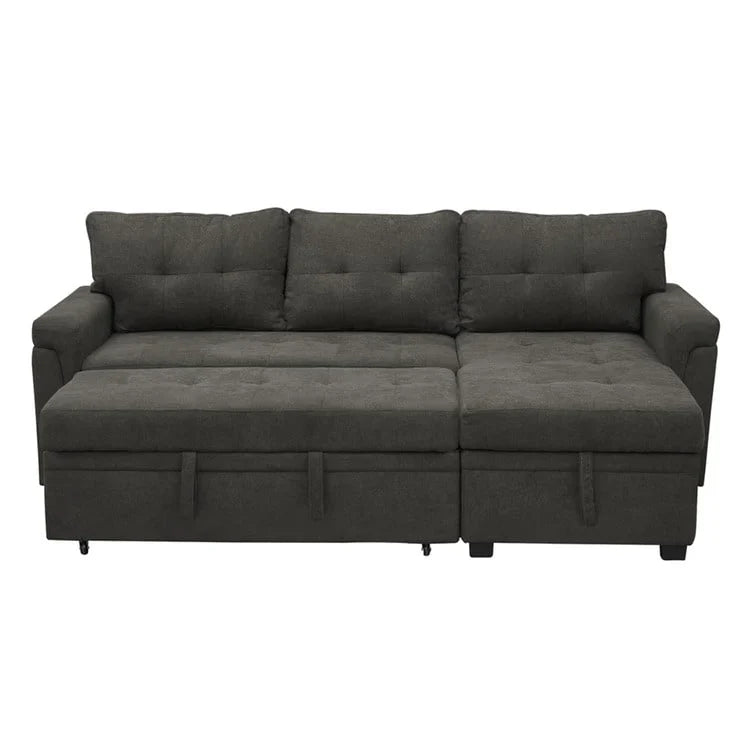 Divano componibile convertibile reversibile con letto estraibile, chaise longue con contenitore nascosto e gambe durevoli