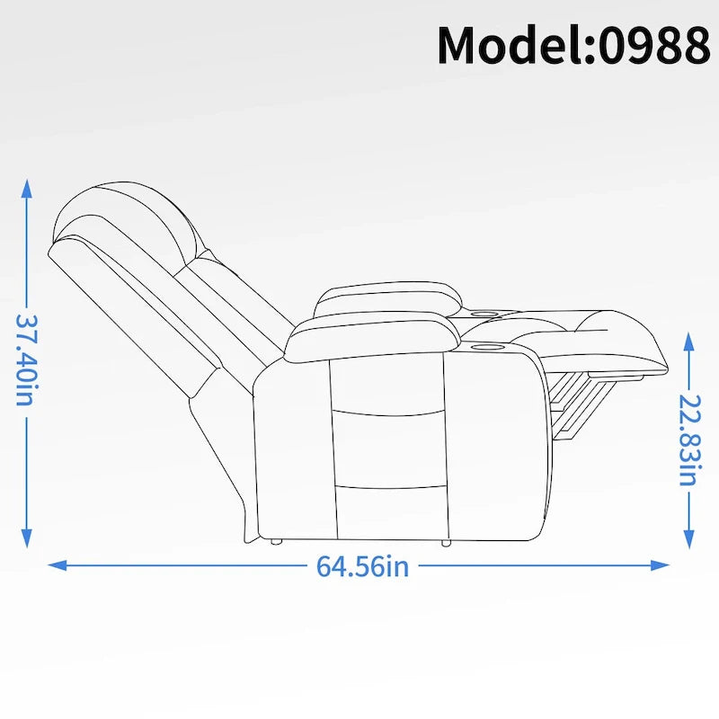 Poltrona reclinabile Power Lift, poltrona massaggiante moderna a motore singolo con riscaldamento lombare, porta di ricarica USB, portabicchieri