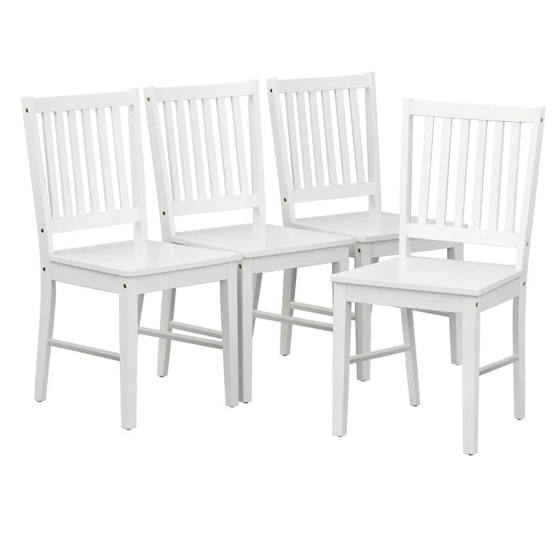 Lot de 4 chaises de salle à manger en bois massif à dossier à lattes, cadre robuste, design classique, assemblage facile